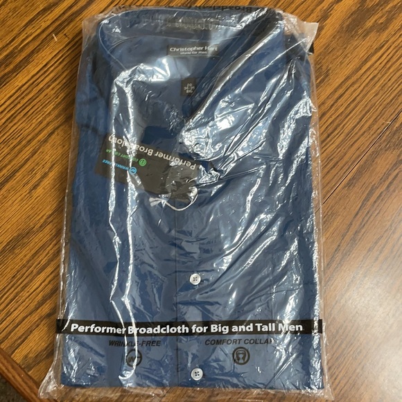 Christopher Hart Broadcloth Big/Tall 20” 34”-35” Blue  Expandable Collar Band - Picture 2 of 5